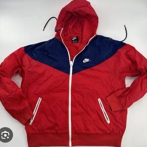 Nike Men's Red and Blue Hooded Jacket for MEN